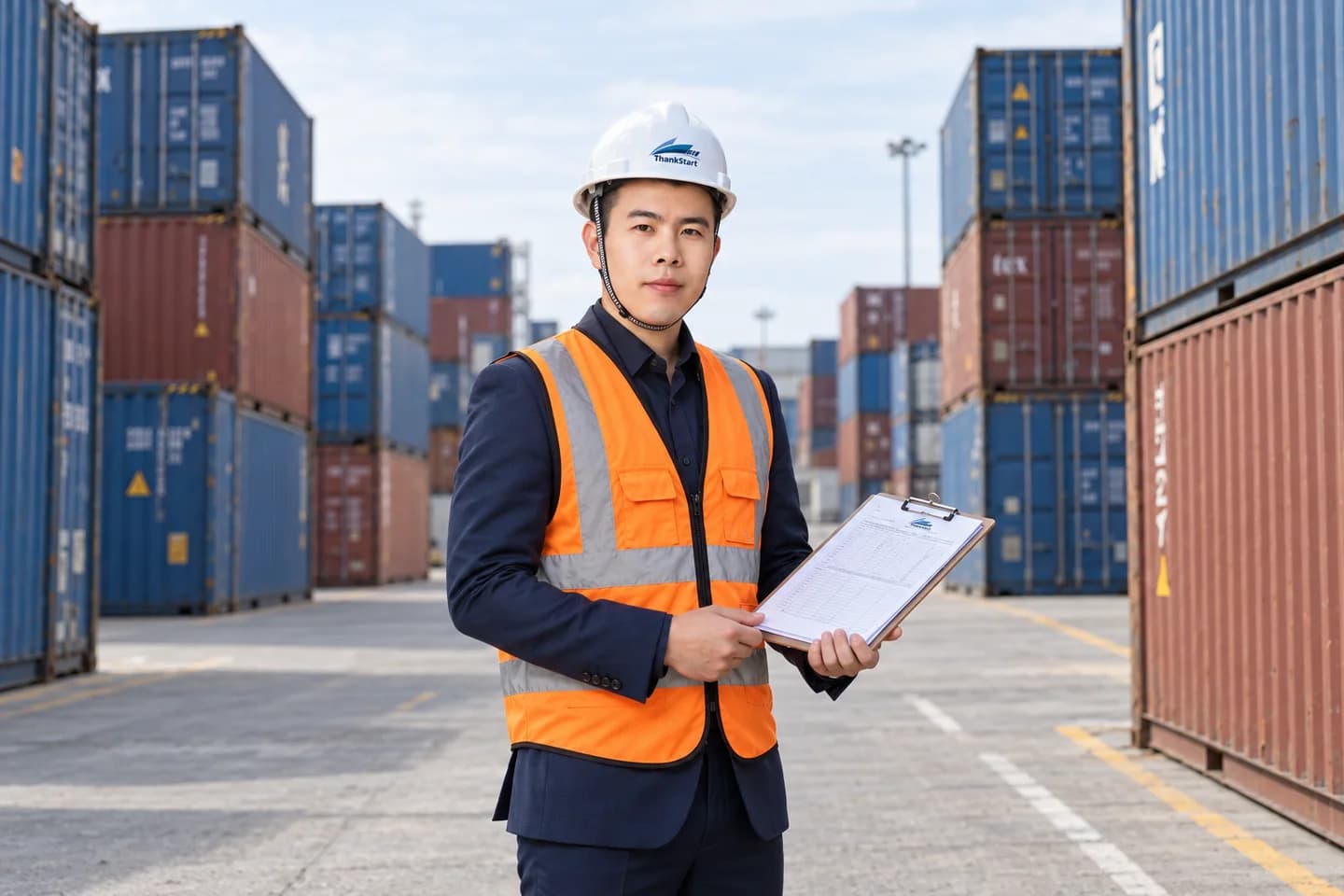Rex brand portrait · Container-yard setting